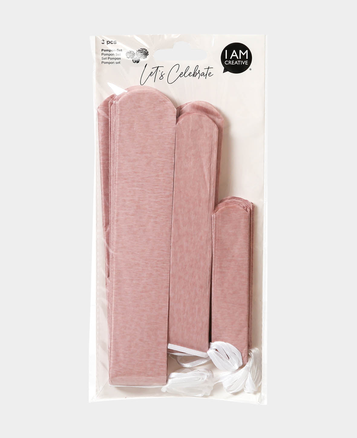 Set de pompons rose, 3 pièces.