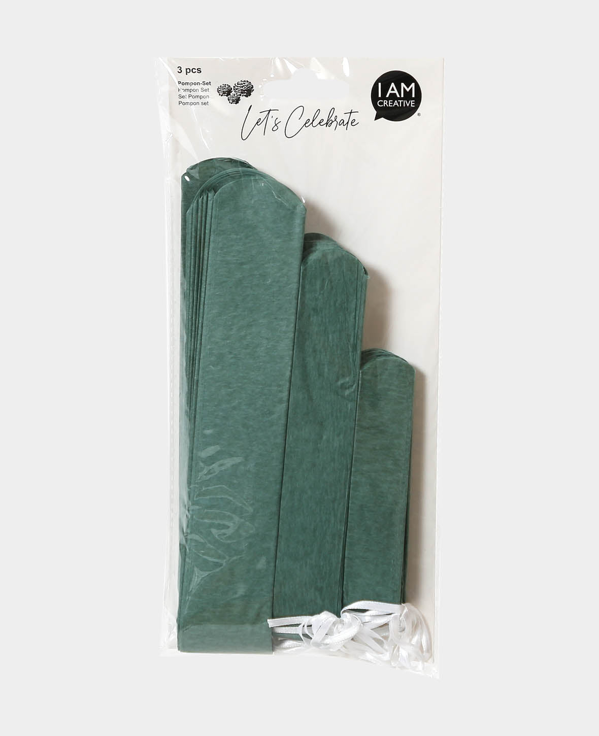 Let’s Celebrate Pompon en papier de soie avec ficelle, Menthe, ø 20 à 40 cm, 3 pièces