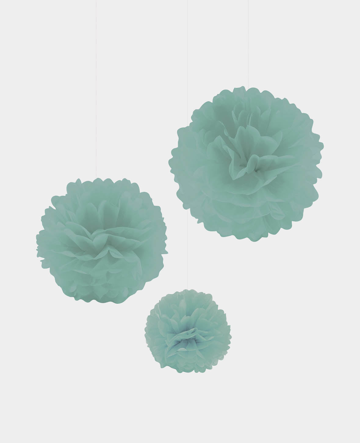 Let’s Celebrate Pompon en papier de soie avec ficelle, Menthe, ø 20 à 40 cm, 3 pièces