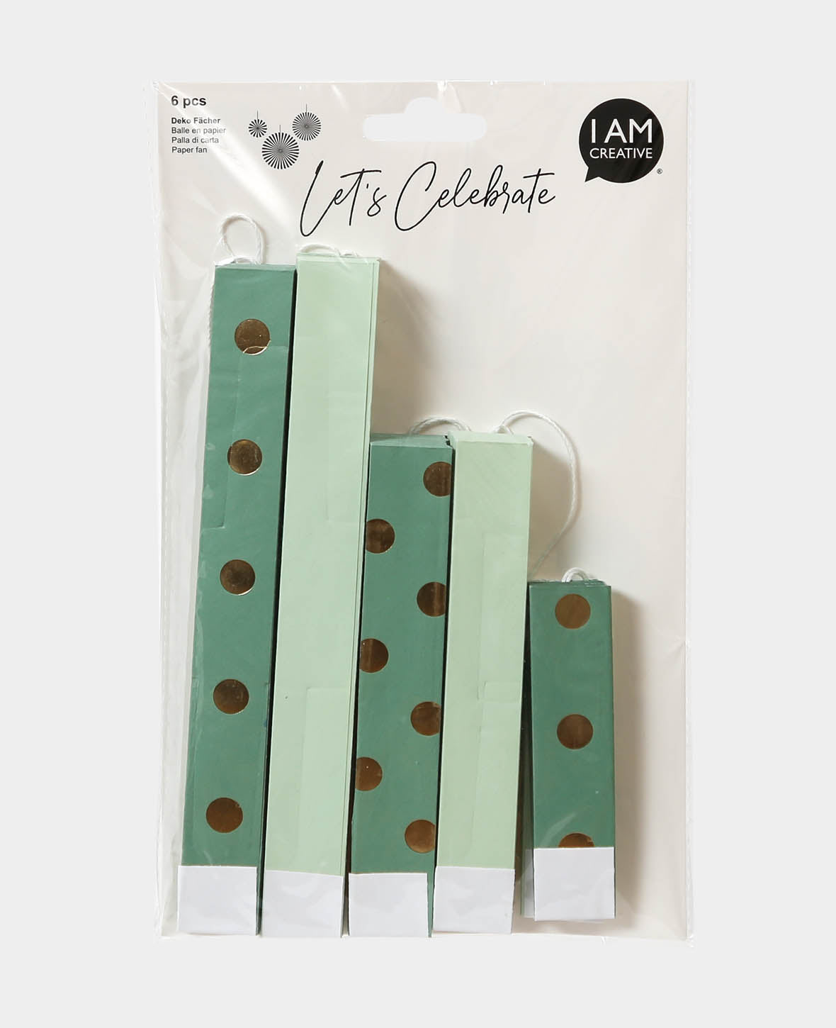 Éventails déco à pois menthe, 6 p.