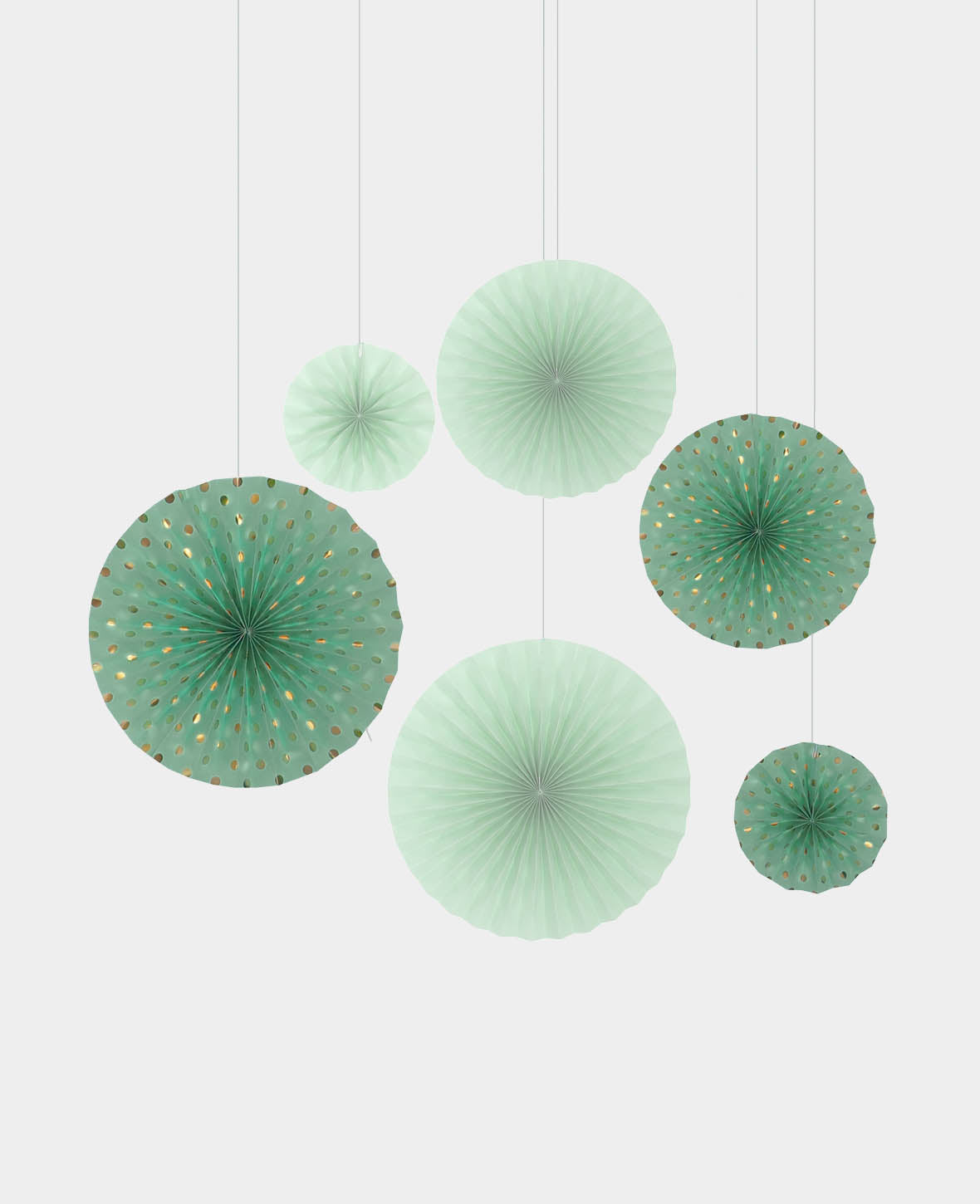 Decoration Fan Dots mint, 6 pcs.