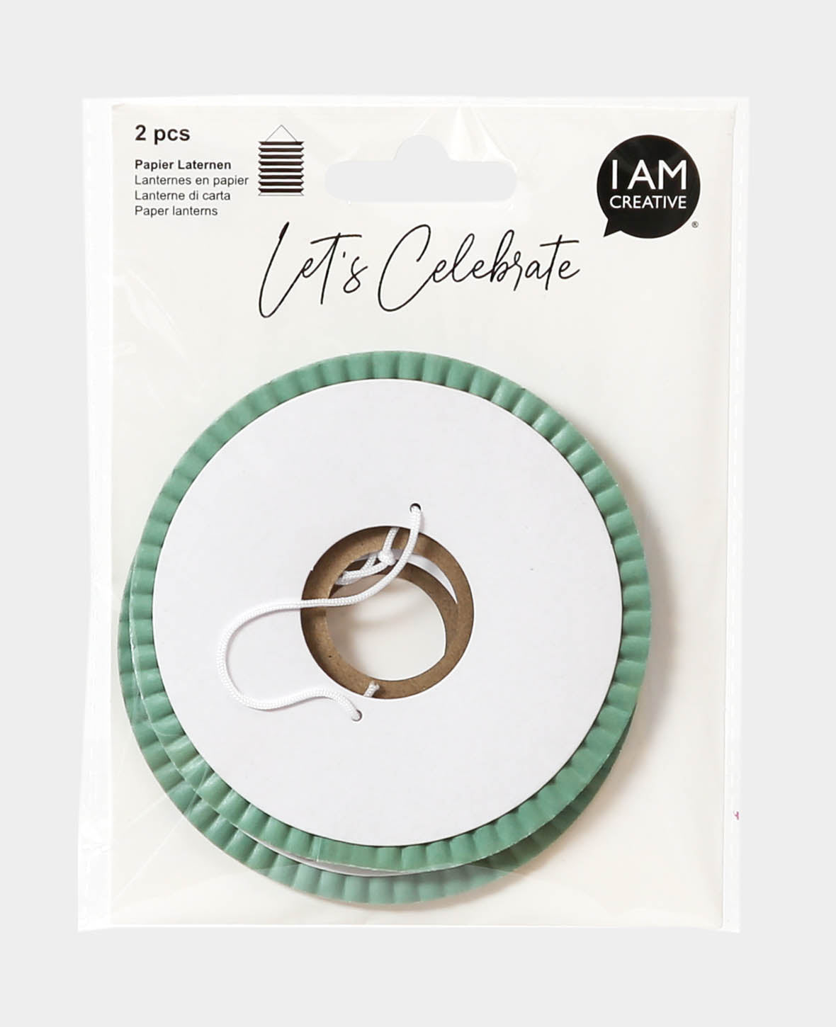 Let’s Celebrate Lanterne en papier à suspendre menthe, avec cordon, ø 10 x 13 cm, 2 pièces