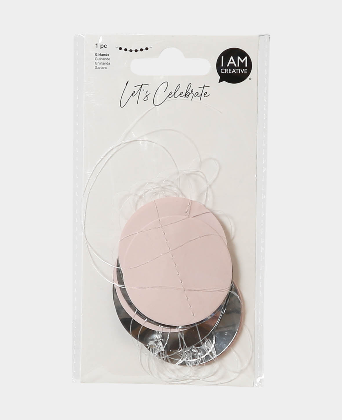 Guirlande à pois rose/argent, 3 m