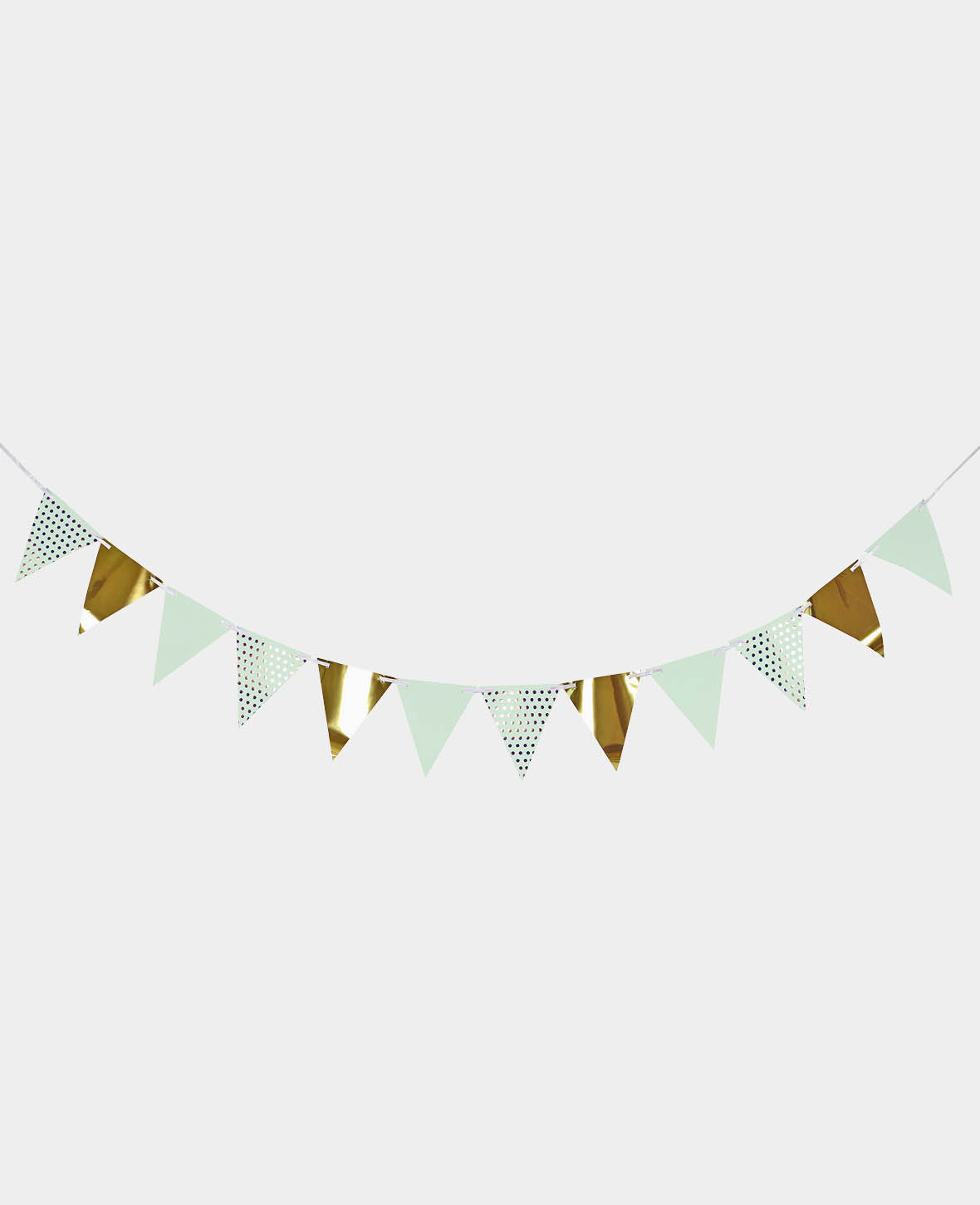 Wimpelgirlande, Mint / Gold, 3.6 m