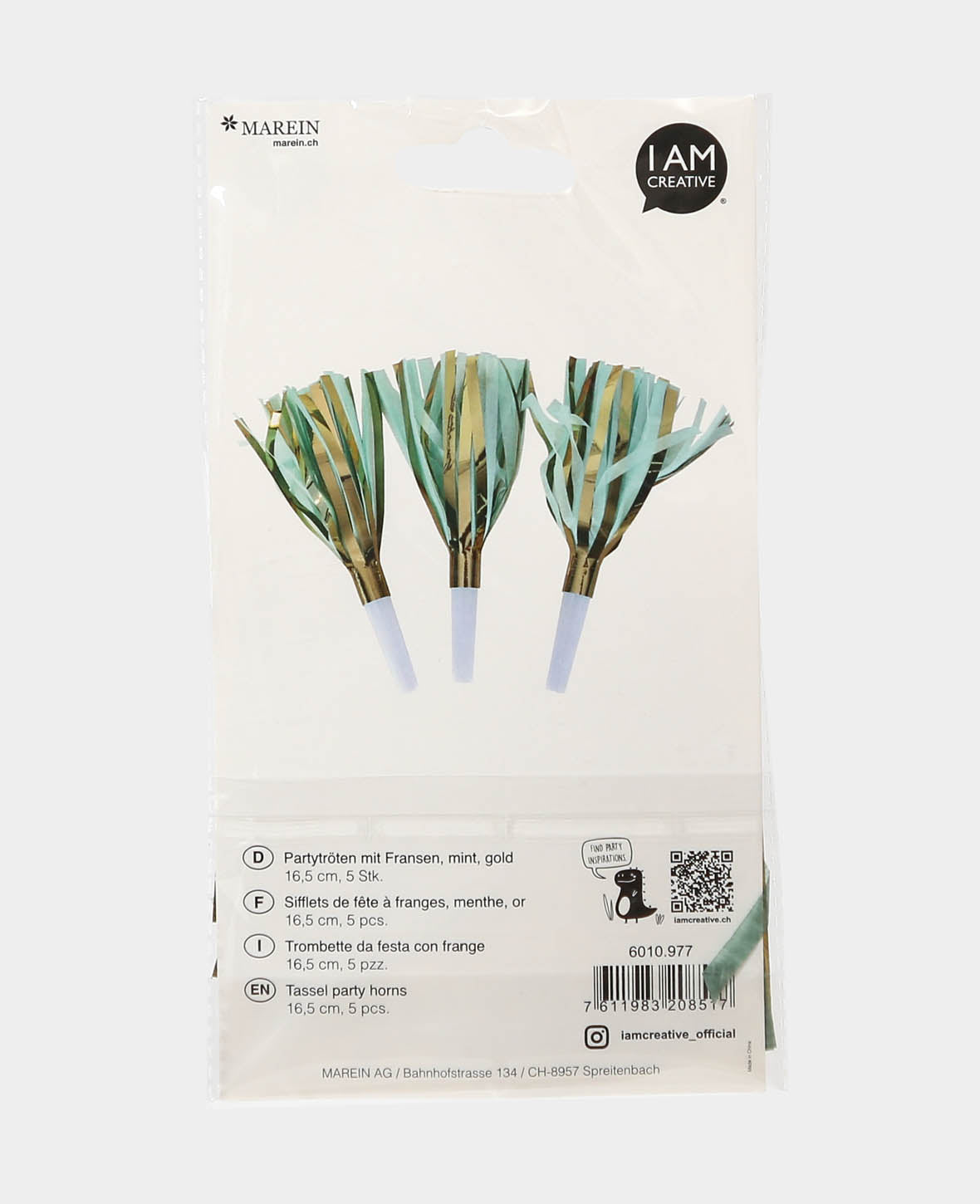 Célébrons les sans-gênes à franges menthe et or, 16,5 cm, 5 pièces