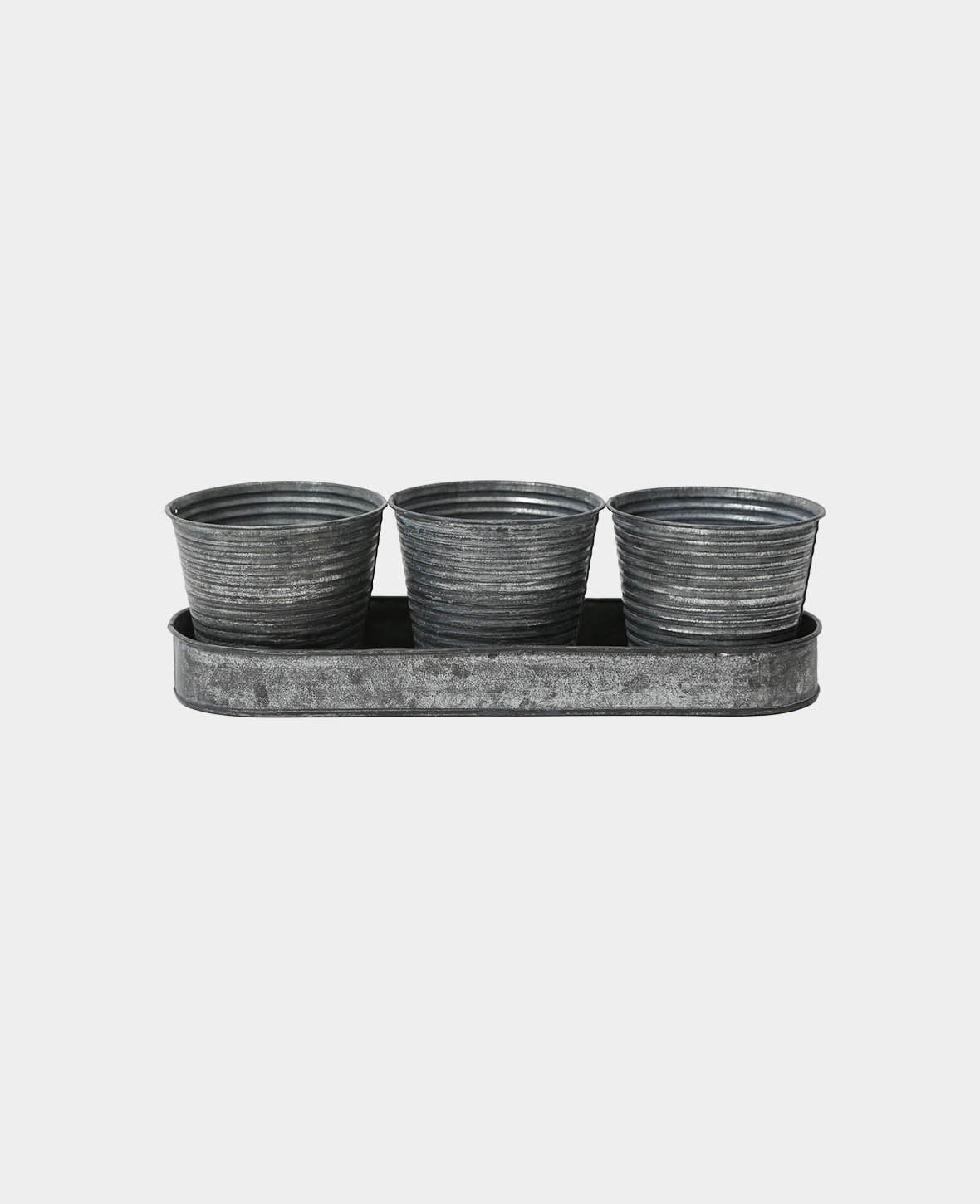 Blechtöpfe-Set, Kräutertopf, Blech, Silbergrau, 33 x 10 cm, 3er Set