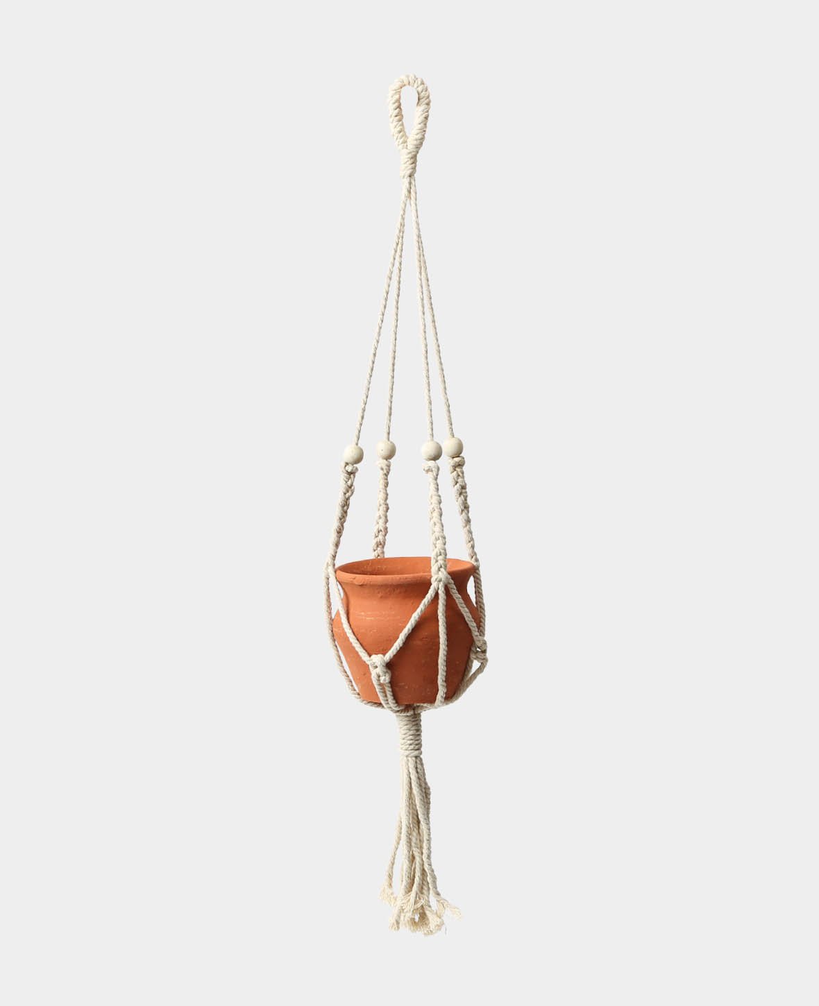 Terracotta-Topf mit Makramee, 15 x 14 x 81 cm