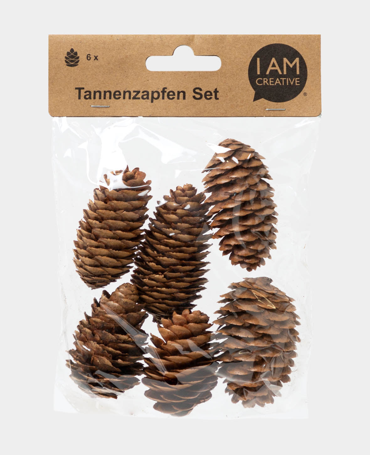 Tannenzapfen Set, Natur, ca. ø 22 x 50 mm, 6 Stk.