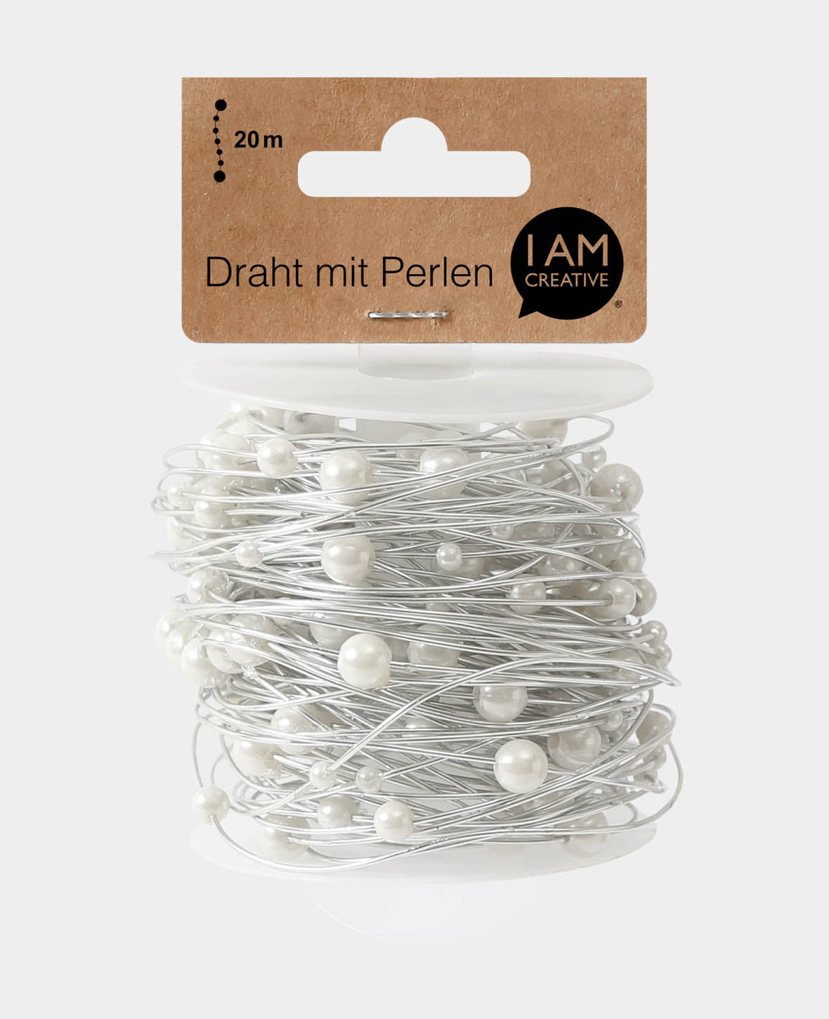Wire with Beads, white, 20 m