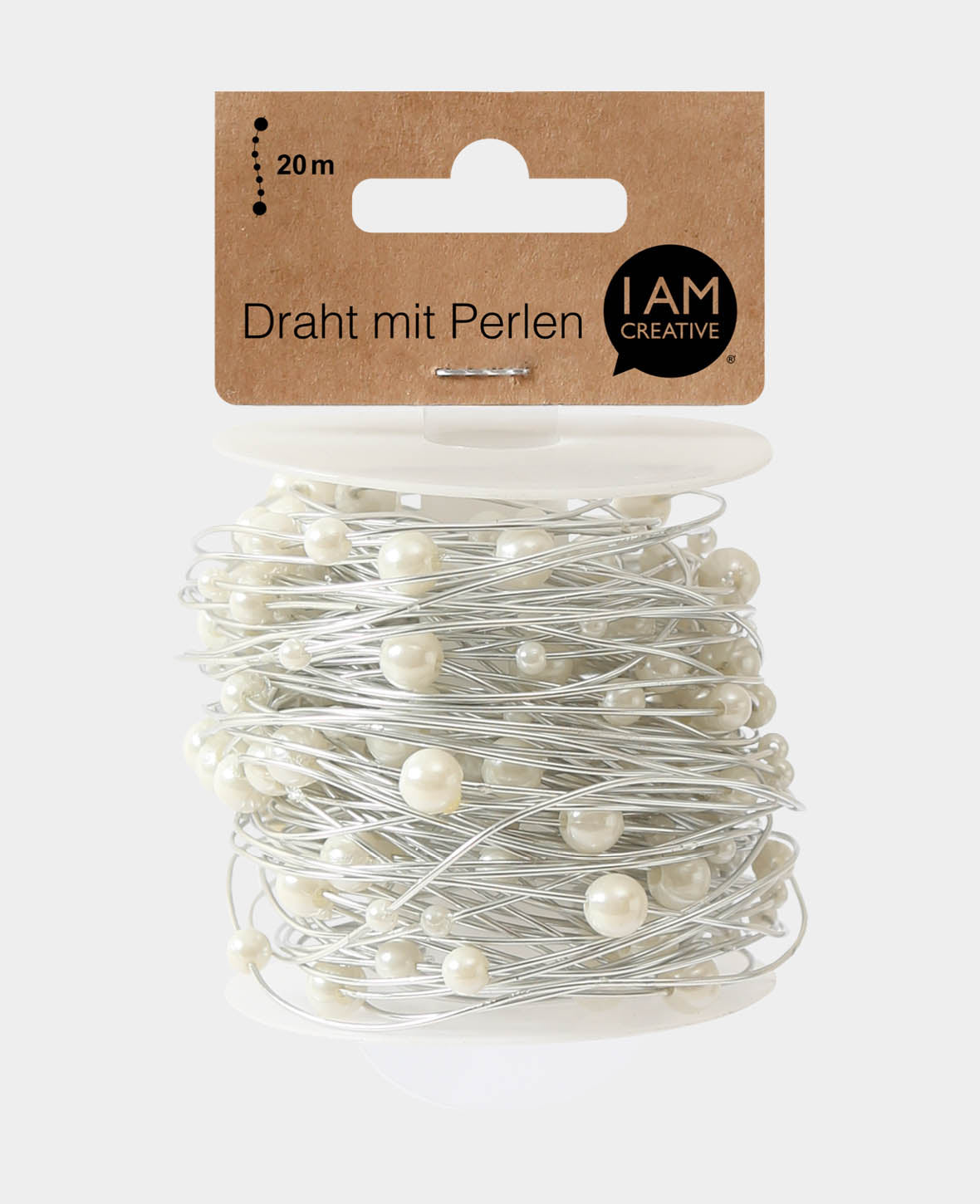 Wire with beads, cream, 20 m