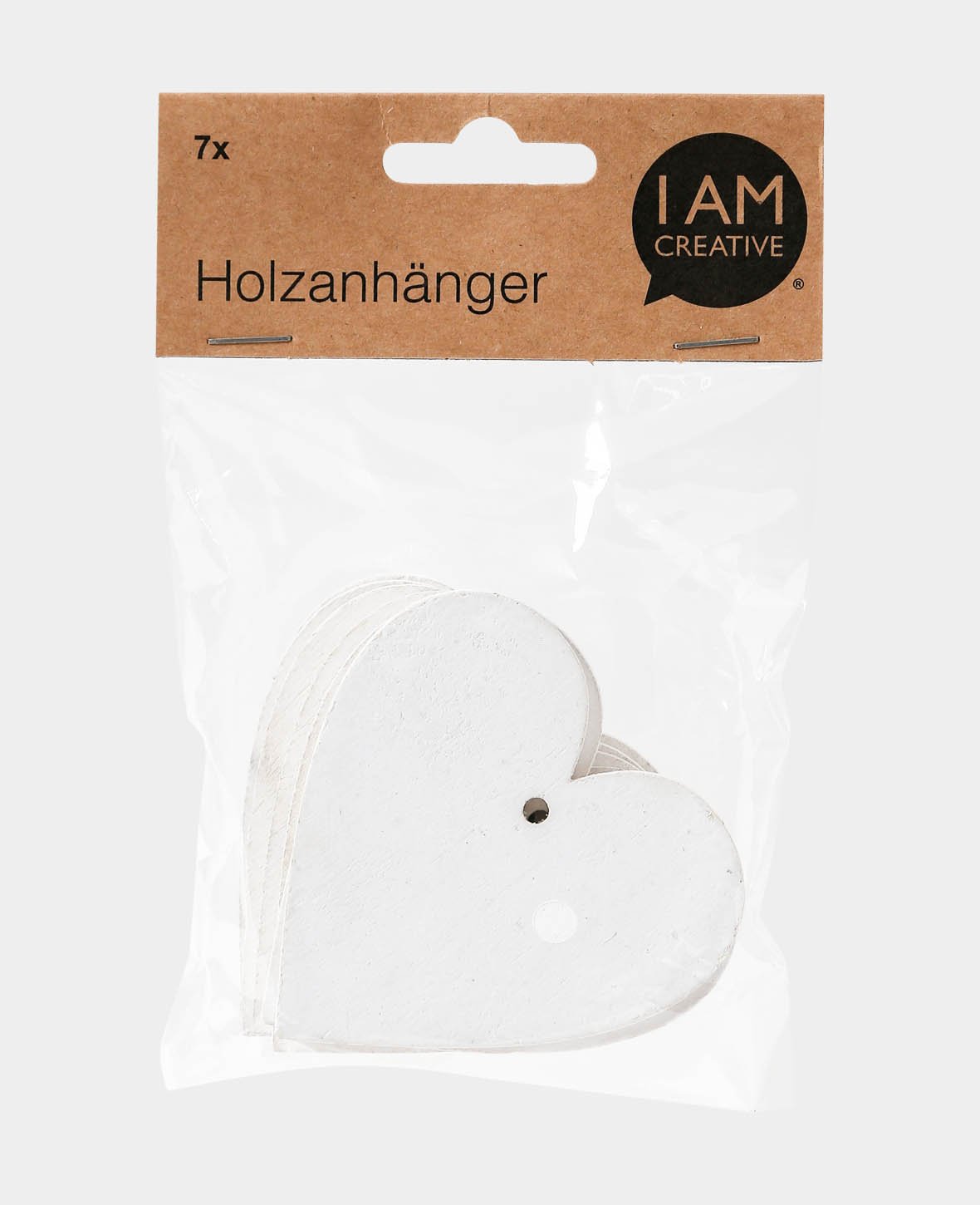 Pendentifs en bois, cœur, blanc, 7 pièces