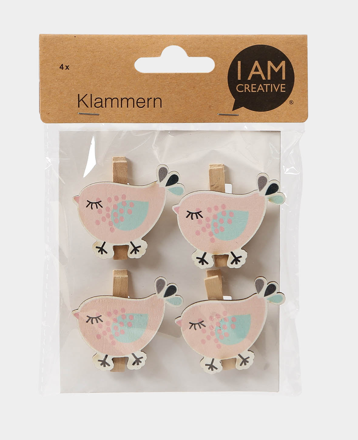 Pince à linge oiseau rose, 4 pièces