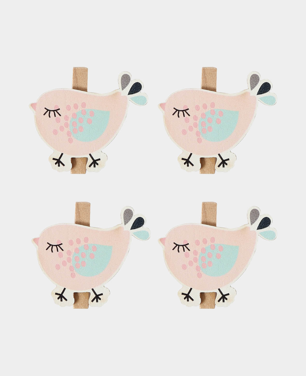 Pince à linge oiseau rose, 4 pièces