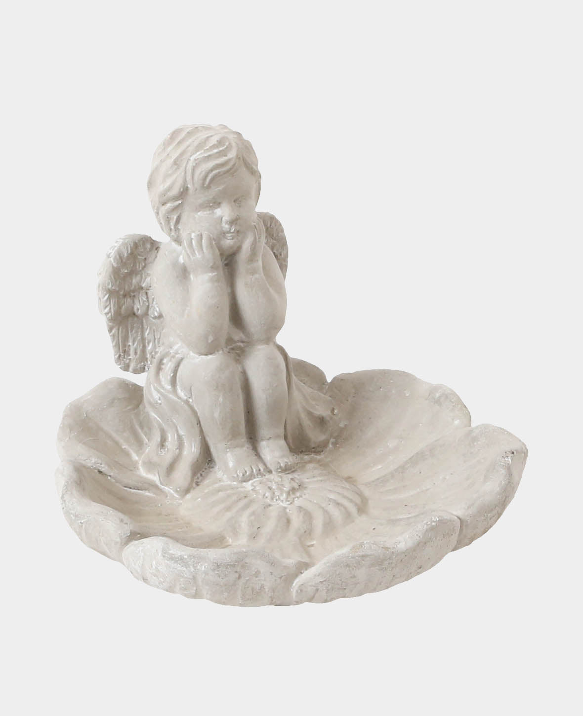 Vogel Bad mit Engel aus Zement, 20 x 19 x H16 cm