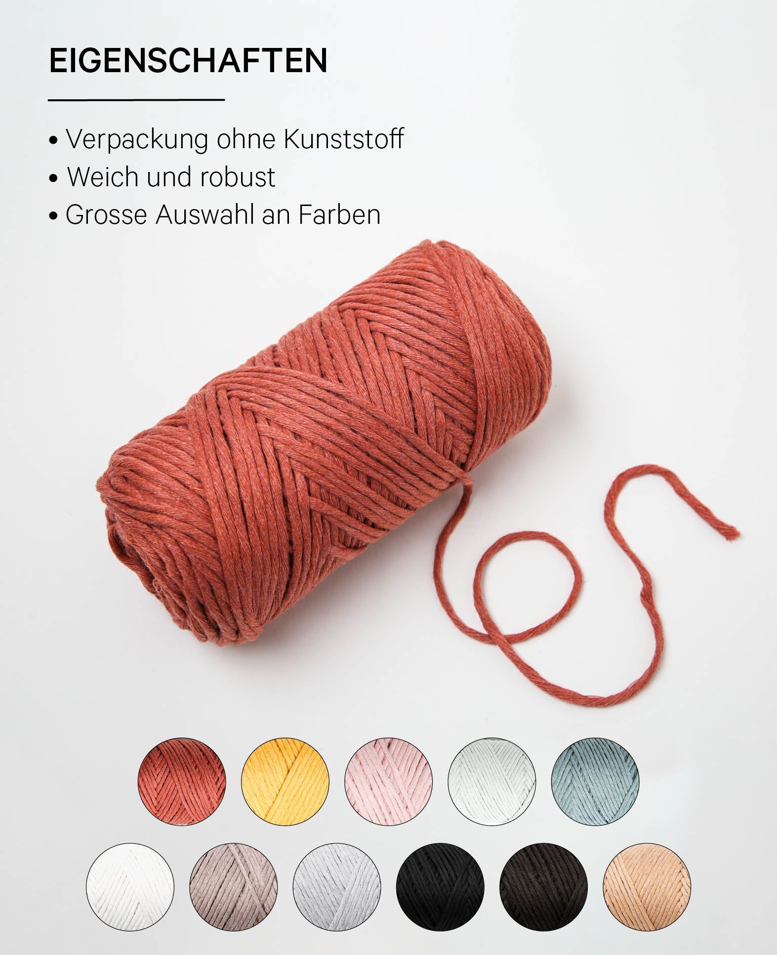 Carina rusty, Lalana Garn for Crochet, Knitting, Weaving & Macrame Projects, Rust Red, 3 mm x approx. 120 m, approx. 200 g