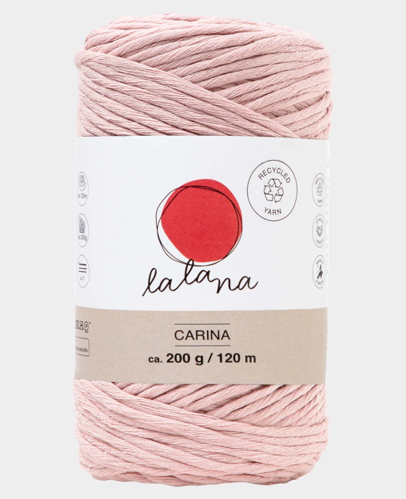 Carina powder, Lalana Garn für Häkeln, Stricken, Weben & Makramee Projekte, Rosa, 3 mm x ca. 120 m, ca. 200 g