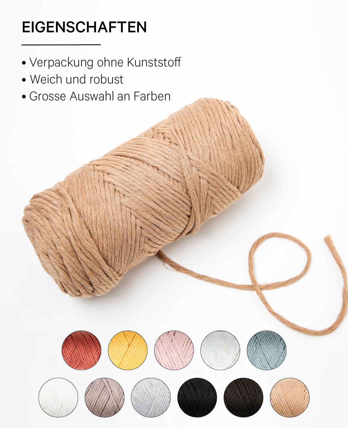 Carina camel, Lalana Garn für Häkeln, Stricken, Weben & Makramee Projekte, Hellbraun, 3 mm x ca. 120 m, ca. 200 g