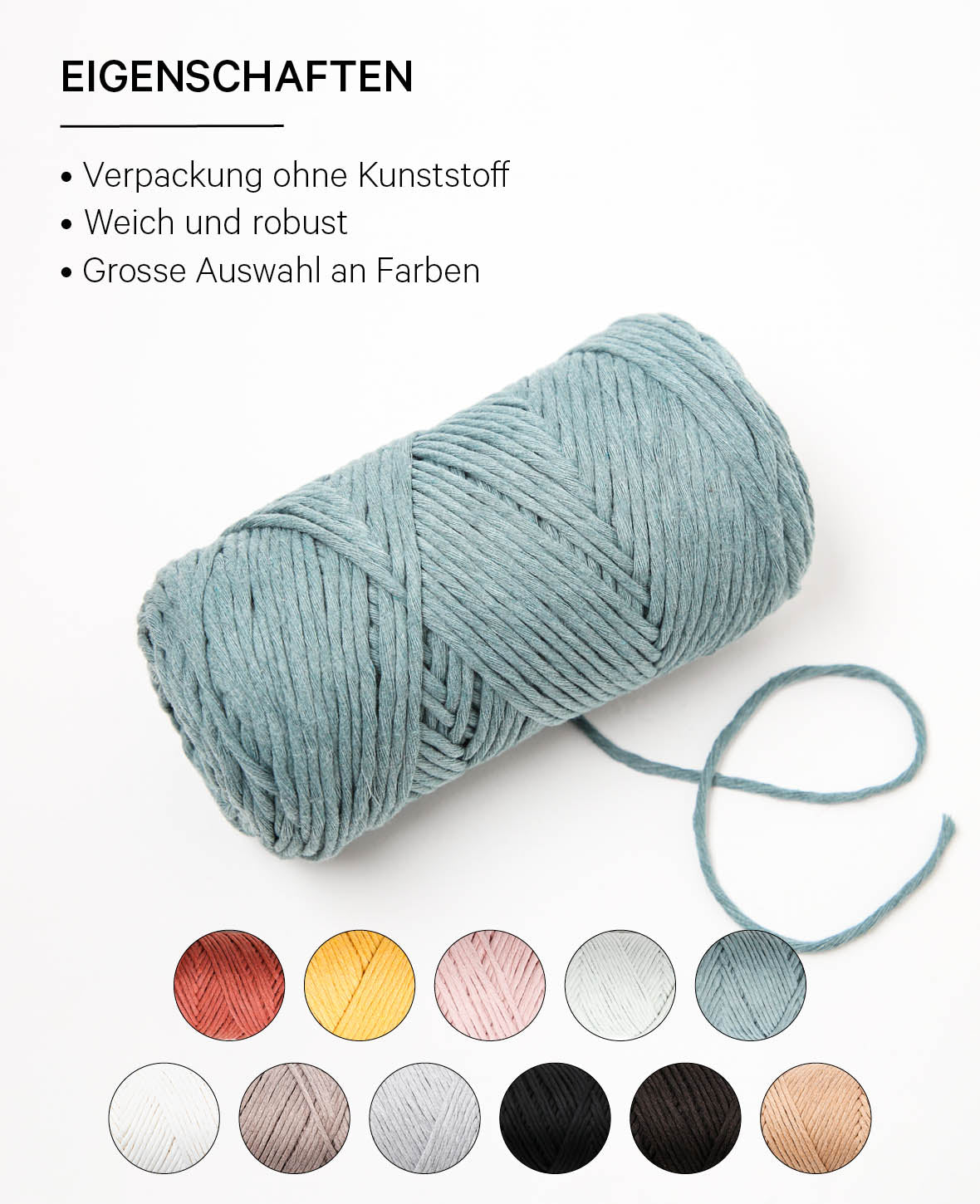 Carina salvia, Lalana Garn für Häkeln, Stricken, Weben & Makramee Projekte, Graublau, 3 mm x ca. 120 m, ca. 200 g