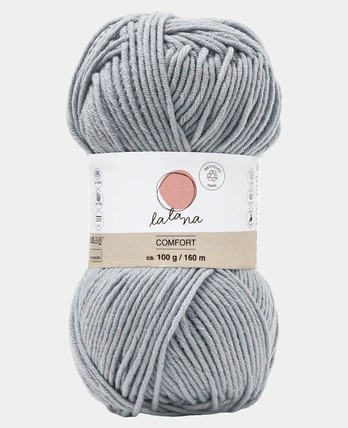 Comfort light grey, Lalana Grau, 3 mm x ca. 160 m, ca. 100 g