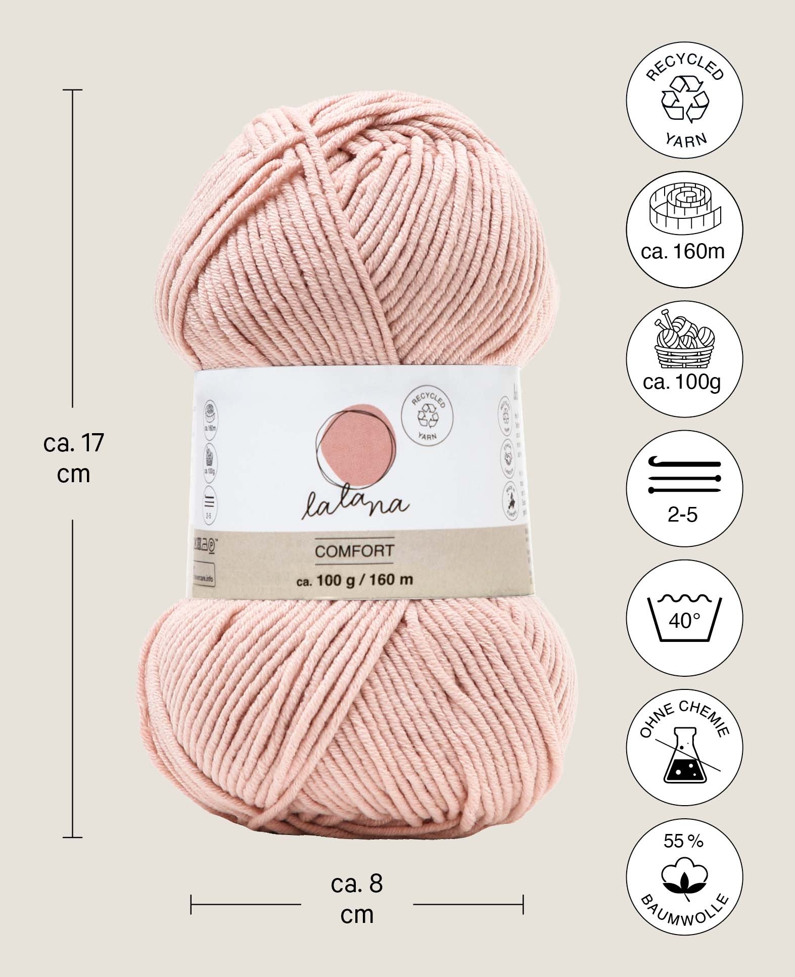 Comfort powder, Lalana Rosa, 3 mm x ca. 160 m, ca. 100 g
