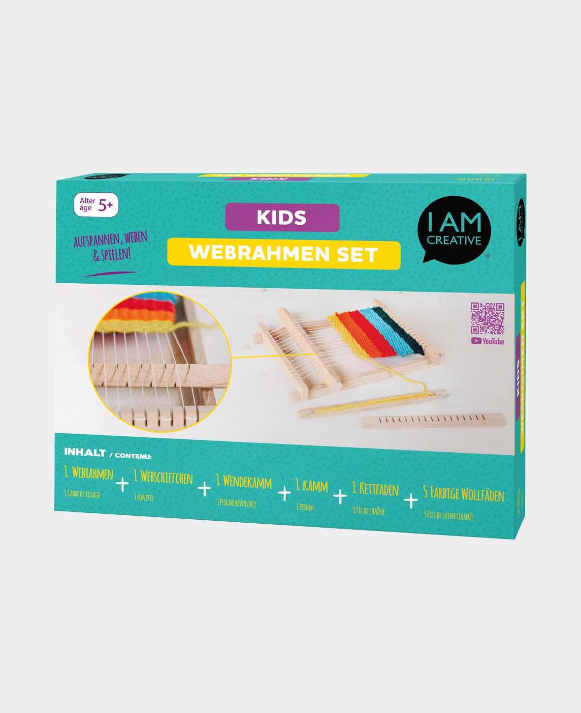 Webrahmen Set, 21.5 x 16.5 x 3 cm, Kinderwebrahmen aus Buchenholz