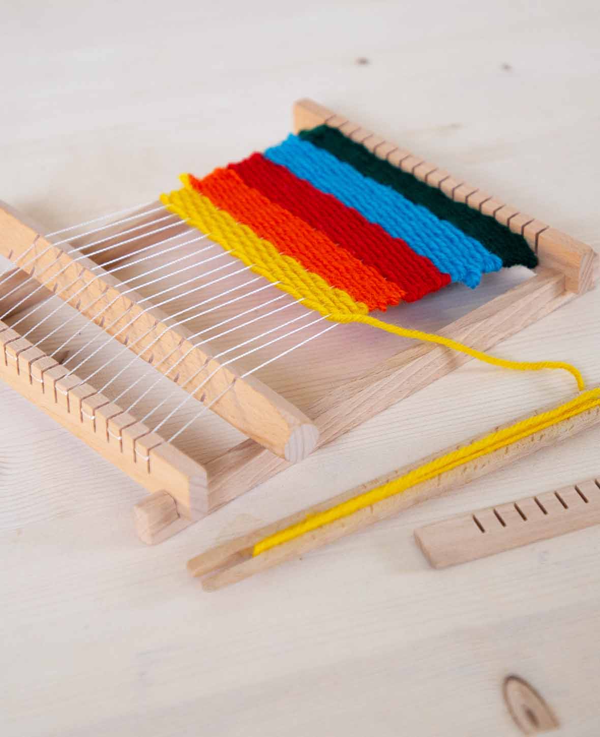 Métier à tisser, 21,5 x 16,5 x 3 cm, métier à tisser pour enfants en bois de hêtre