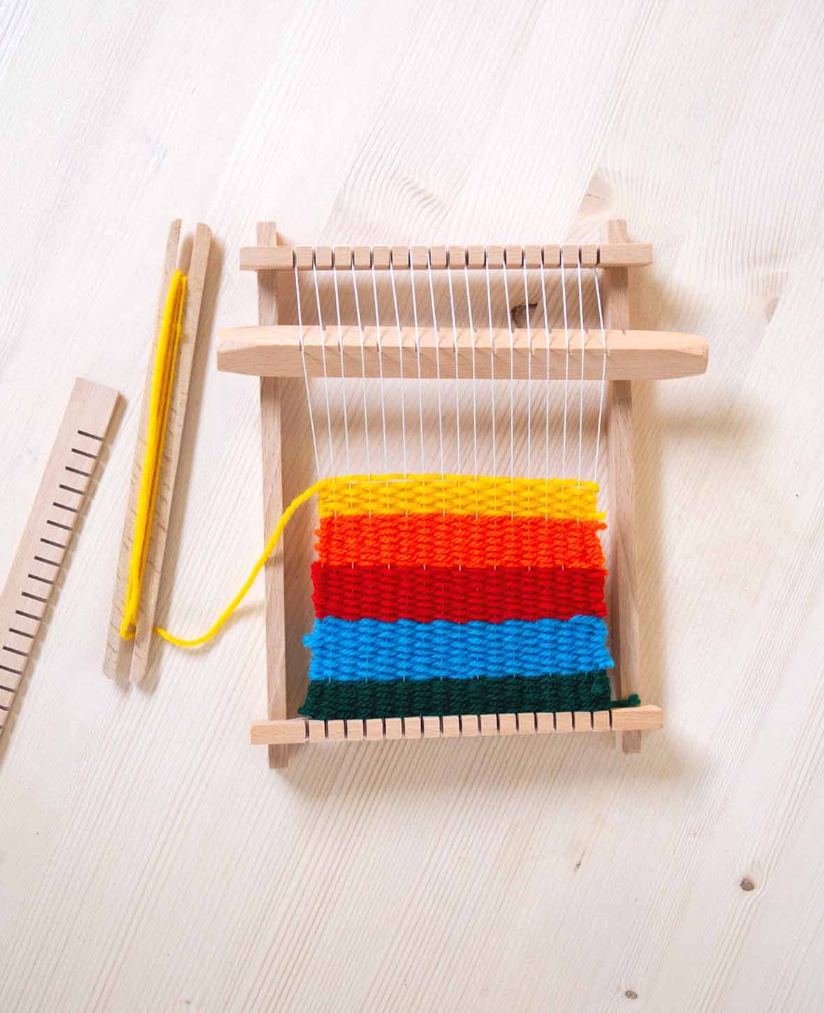 Métier à tisser, 21,5 x 16,5 x 3 cm, métier à tisser pour enfants en bois de hêtre