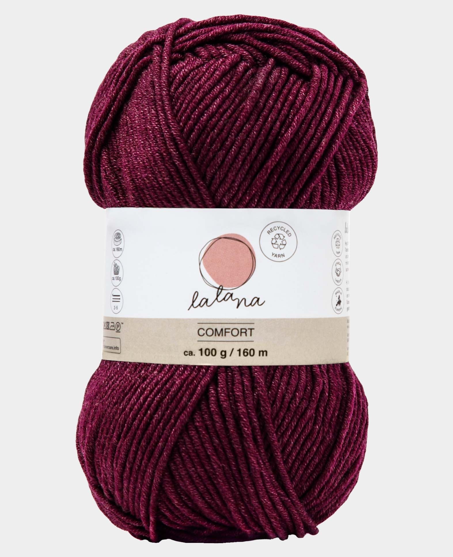Comfort burgundy, Dunkelrot, 3 mm x ca. 160 m, ca. 100 g