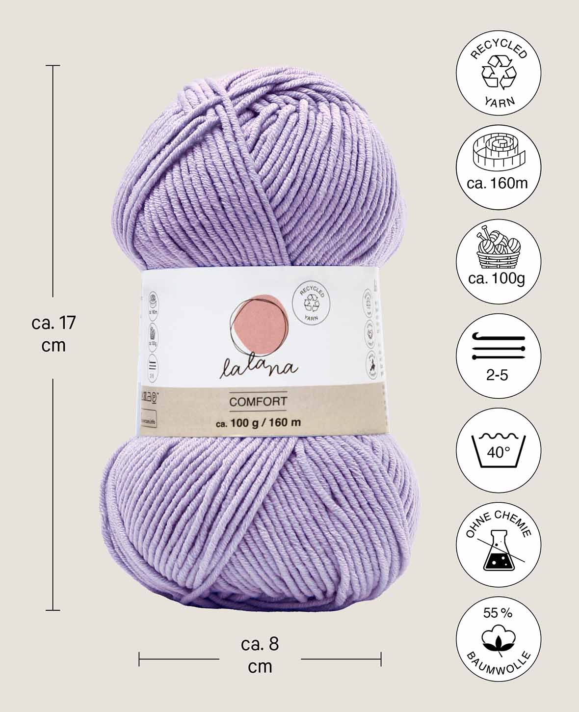 Comfort lavender, Lila, 3 mm x ca. 160 m, ca. 100 g