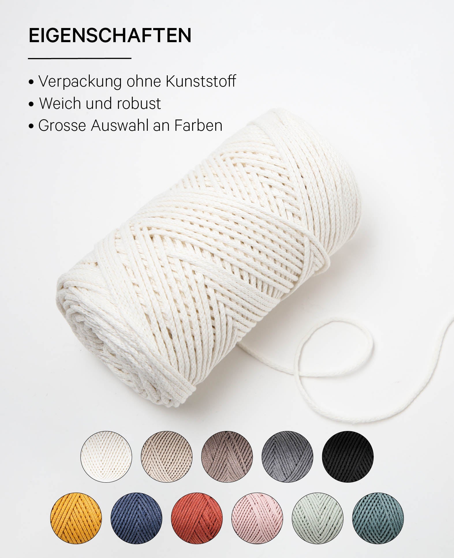 Lady Chain Cream, Lalana Chain Yarn for Crocheting, Knitting, Knotting & Macrame Projects, Cream Color, approx. 2 mm x 100 m, approx. 200 g