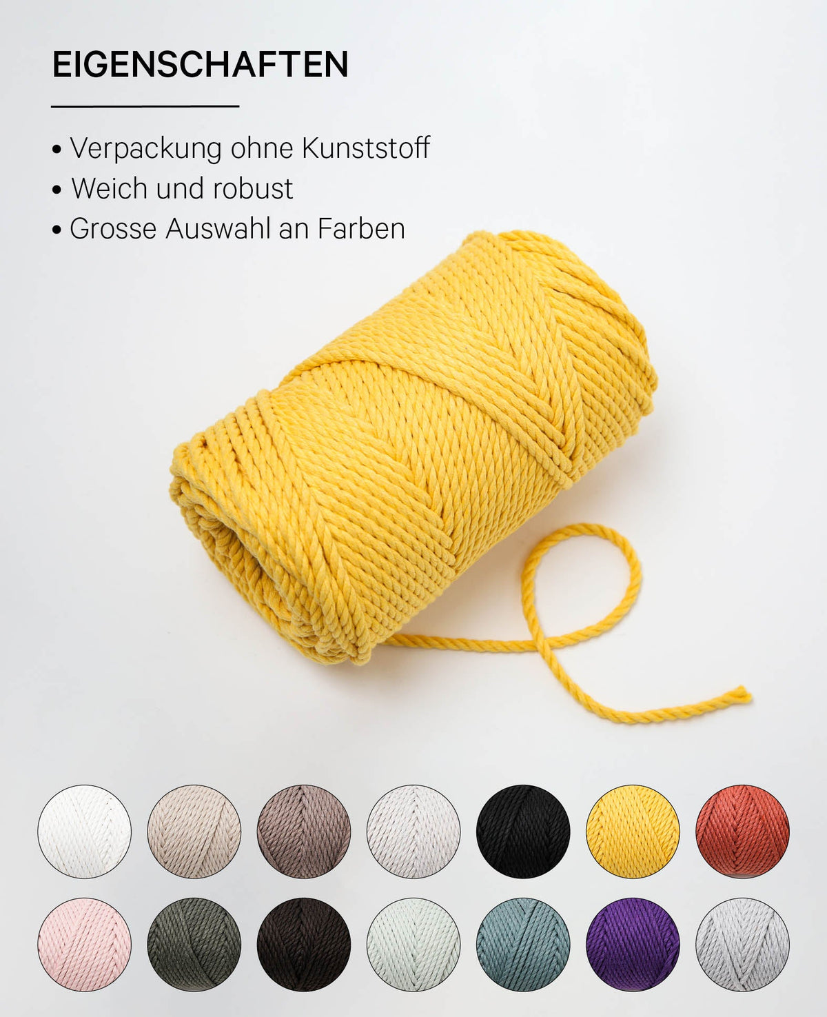 Macrame Rope mustard, Lalana macrame yarn for macrame projects, mustard yellow, 3 mm x approx. 90 m, approx. 330 g