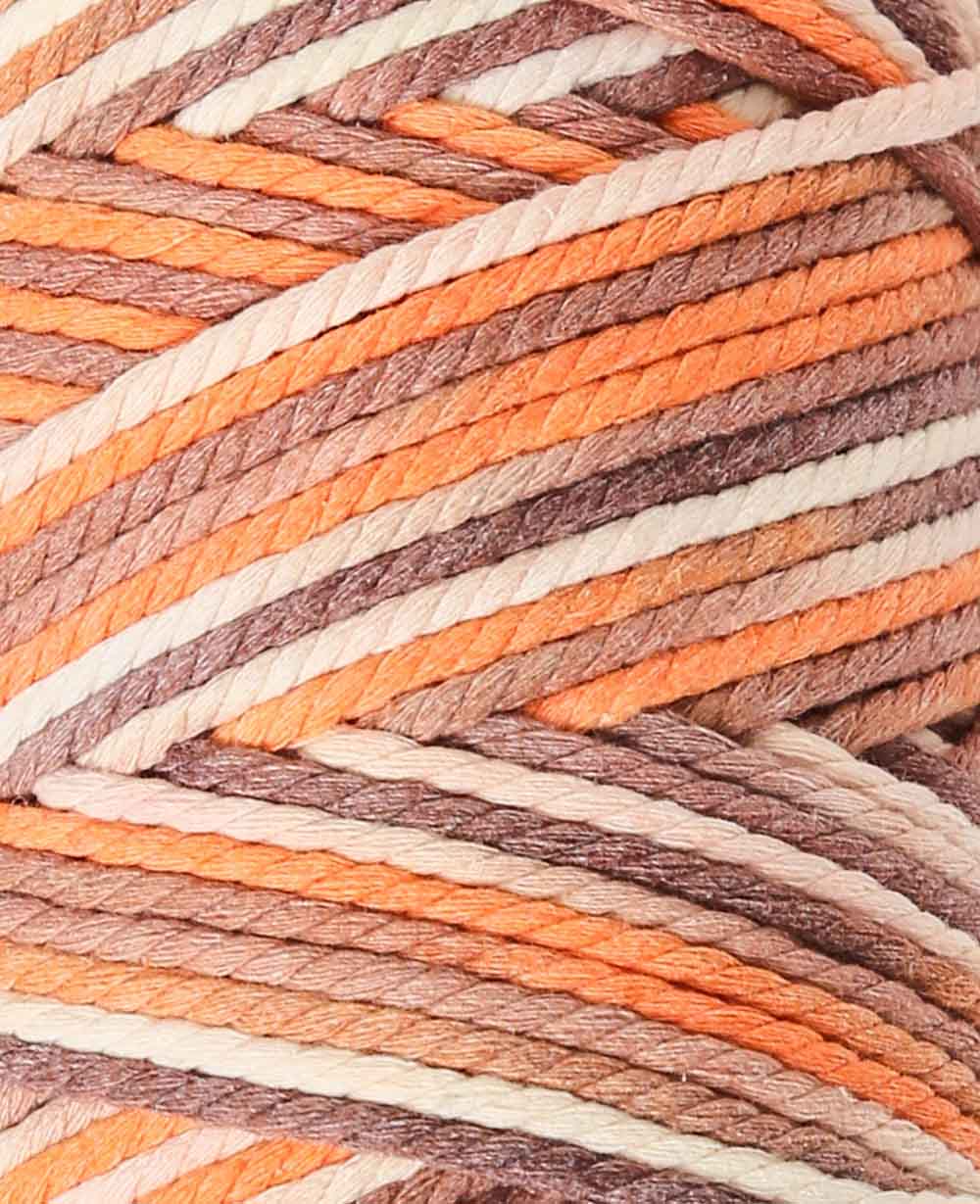 Lalana Macrame Rope Rainbow 3, beige, orange, braun Mix, 3 mm x ca. 90 m, ca. 330 g