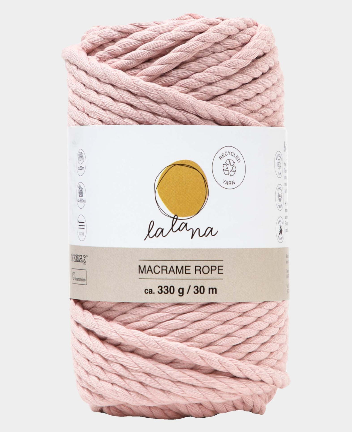 Macrame Rope powder, Lalana Knüpfgarn für Makramee Projekte, Rosa, 5 mm x ca. 30 m, ca. 330 g