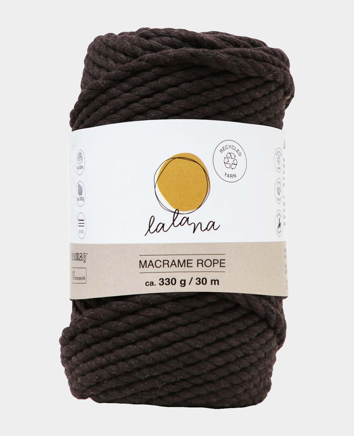 Macrame Rope brown, Lalana Knüpfgarn für Makramee Projekte, Braun, 5 mm x ca. 30 m, ca. 330 g