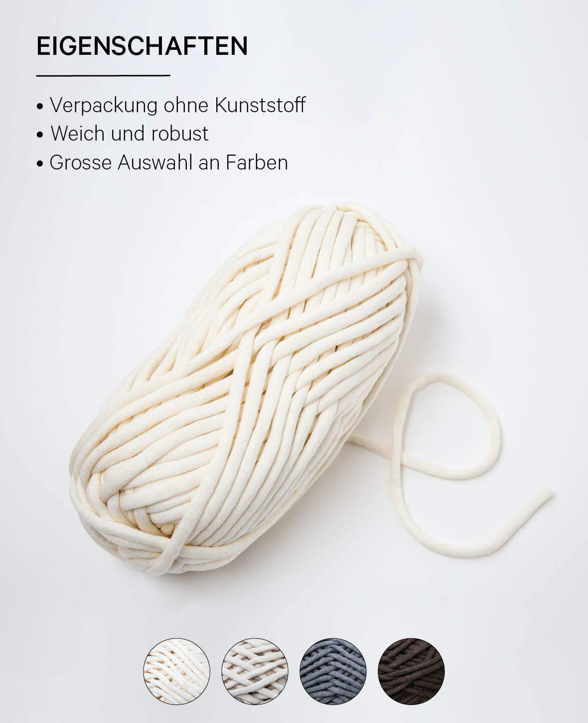 Soft Tube cream, Lalana Schlauchgarn zum Häkeln, Stricken, Knüpfen & Makramee Projekte, Cremefarbe, ca. 6 mm x 58 m, ca. 200 g