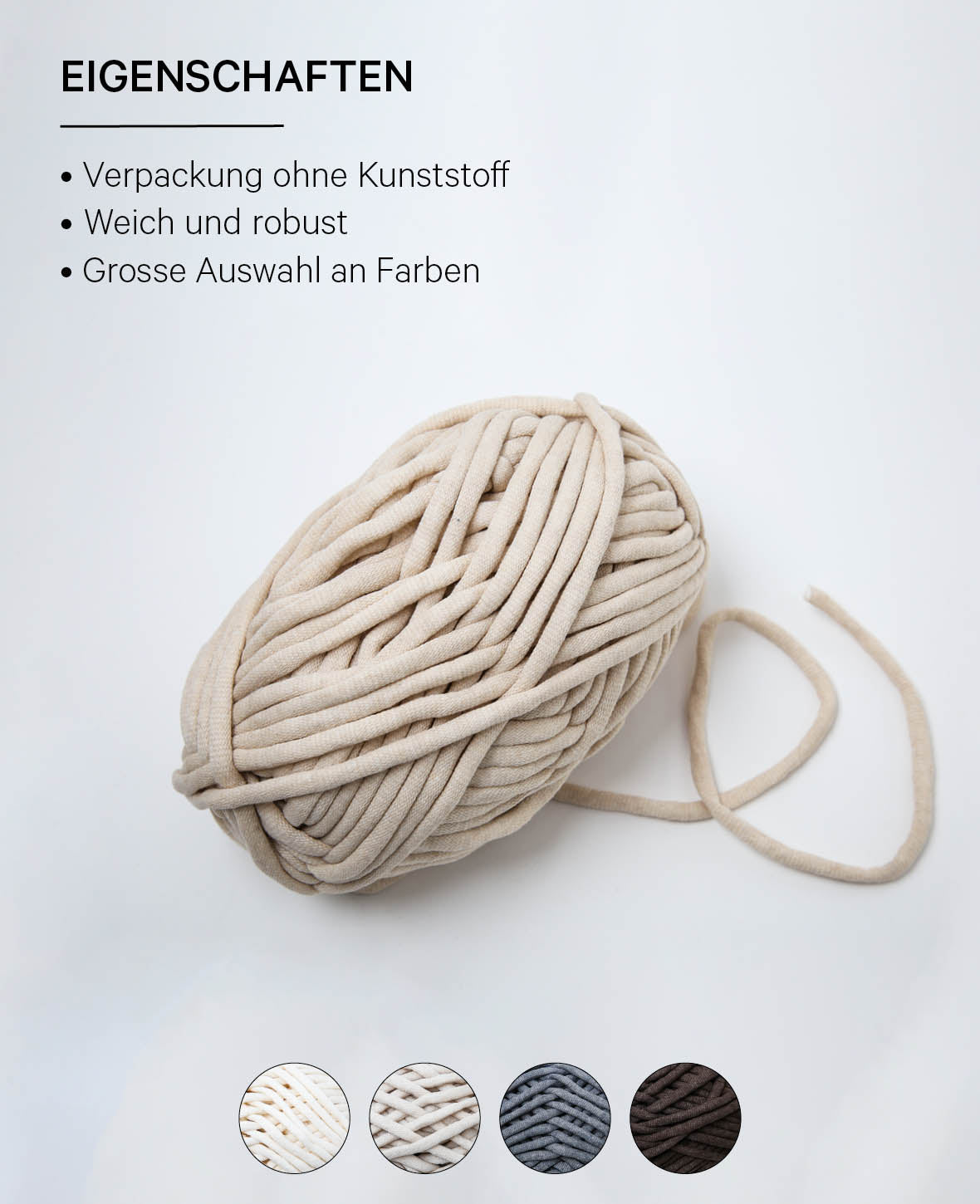 Soft Tube beige, Lalana Schlauchgarn zum Häkeln, Stricken, Knüpfen & Makramee Projekte, Beige, ca. 6 mm x 58 m, ca. 200 g