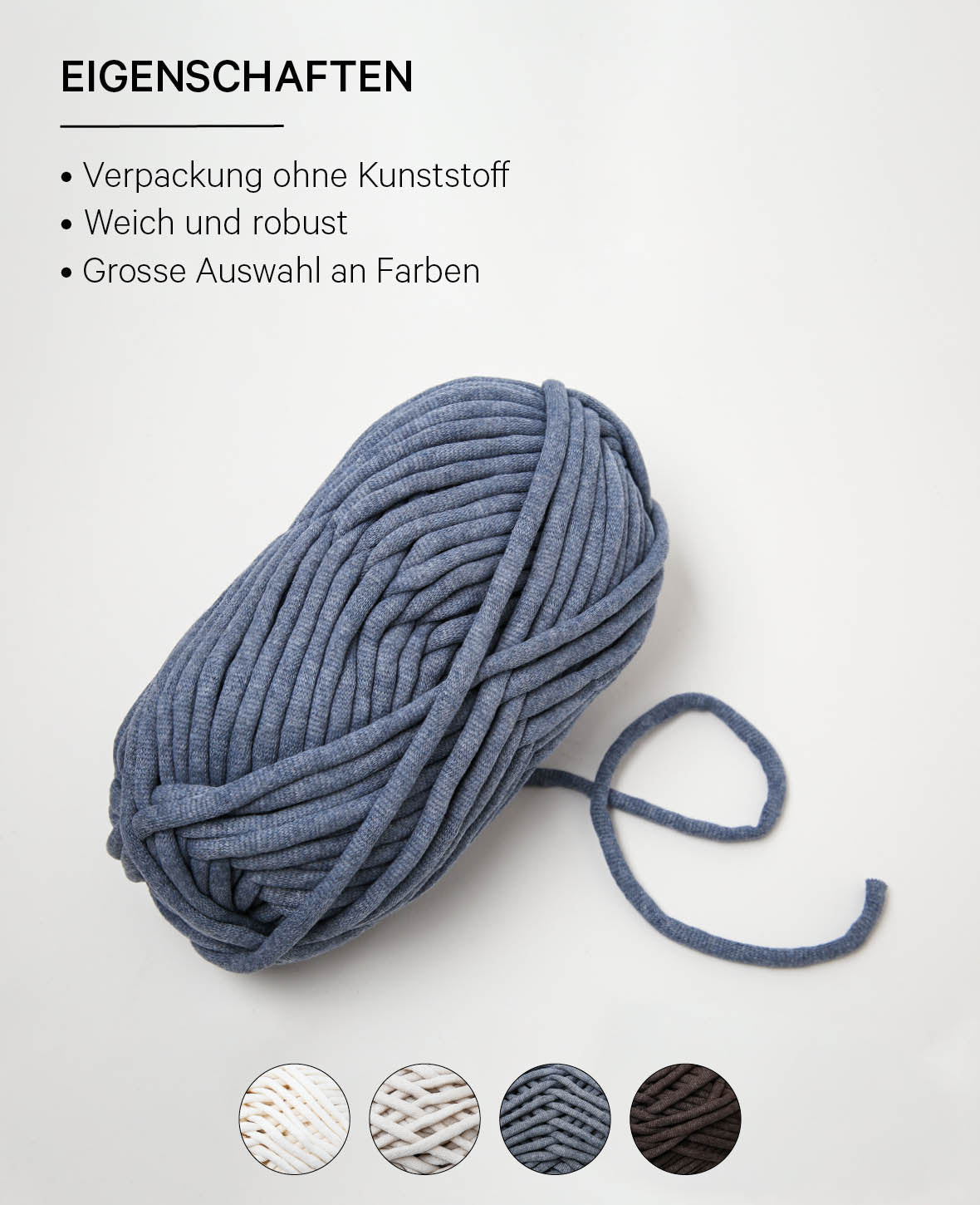 Soft Tube indigo, Lalana Schlauchgarn zum Häkeln, Stricken, Knüpfen & Makramee Projekte, Blaugrau, ca. 6 mm x 58 m, ca. 200 g