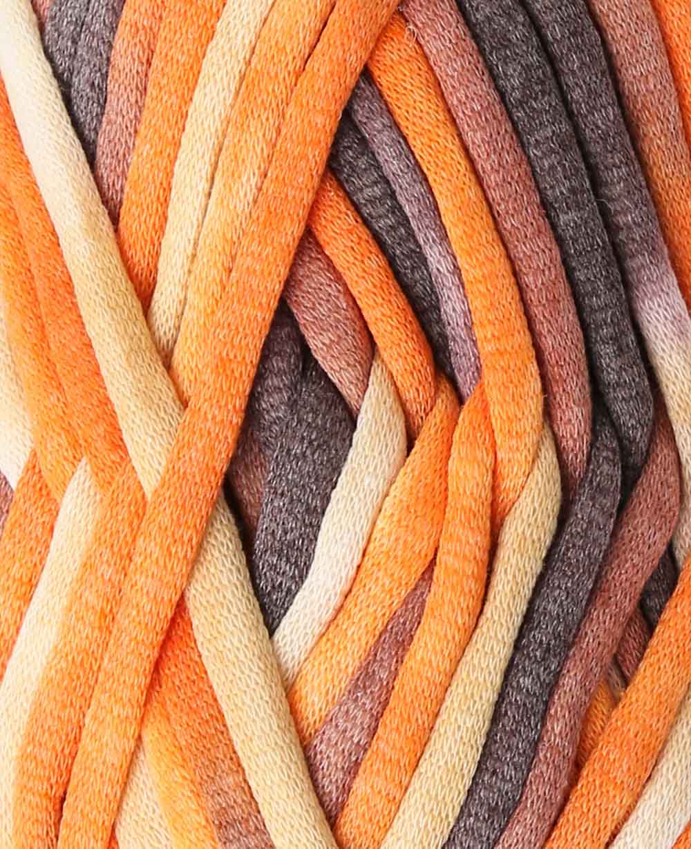 Soft Tube Rainbow 2, Lalana Schlauchgarn zum Häkeln, Stricken, Knüpfen & Makramee Projekte, Orange, Braun Mix, ca. 6 mm x 58 m, ca. 200 g