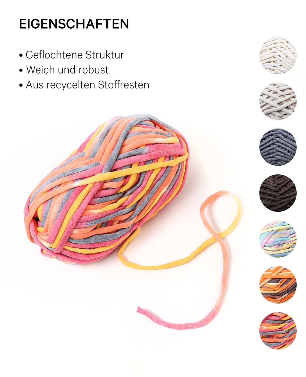 Lalana Soft Tube Rainbow 3, Gelb, Orange, Rosa, Pink, Grau Mix, ca. 6 mm x 58 m, ca. 200 g