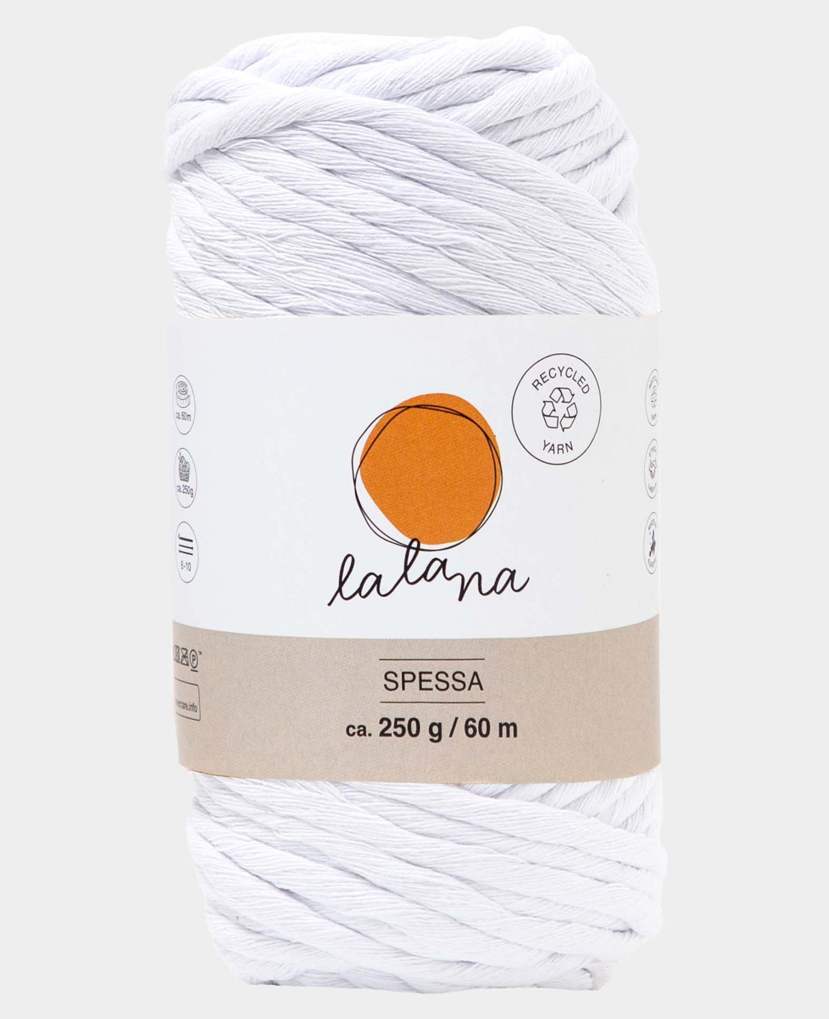 Spessa white, Lalana Makrameegarn zum Häkeln, Stricken, Knüpfen & Makramee Projekte, Weiss, ca. 5 mm x 60 m, ca. 250 g