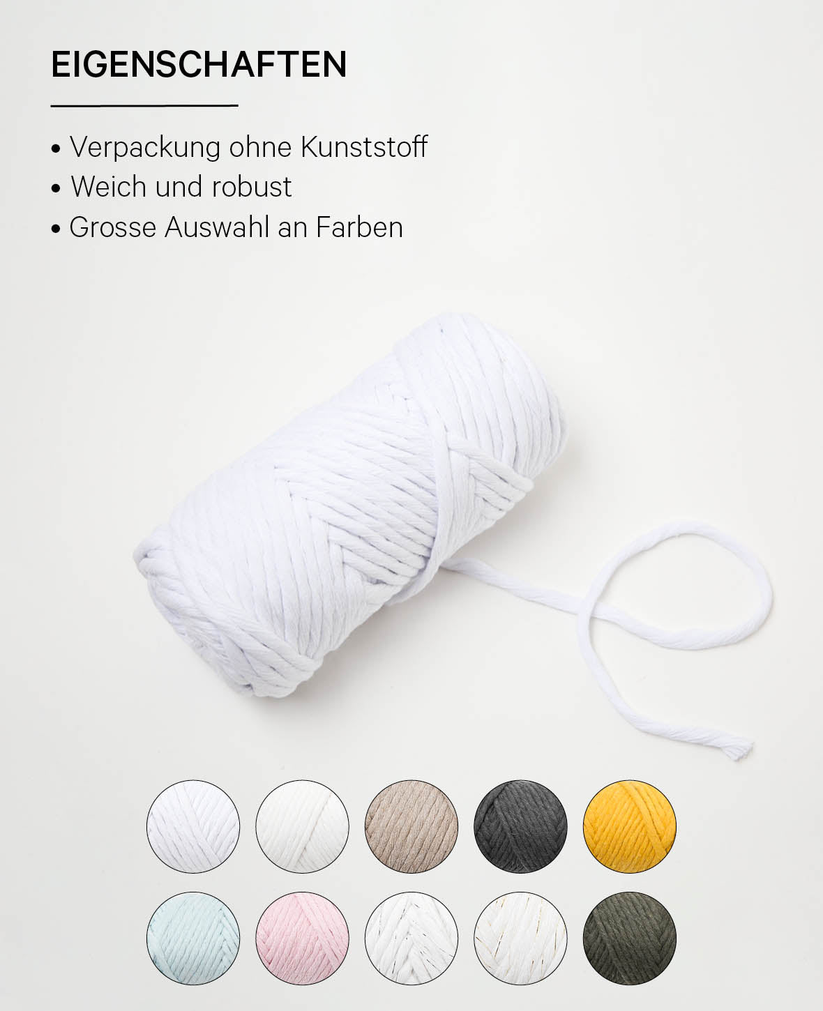 Spessa white, Lalana Makrameegarn zum Häkeln, Stricken, Knüpfen & Makramee Projekte, Weiss, ca. 5 mm x 60 m, ca. 250 g