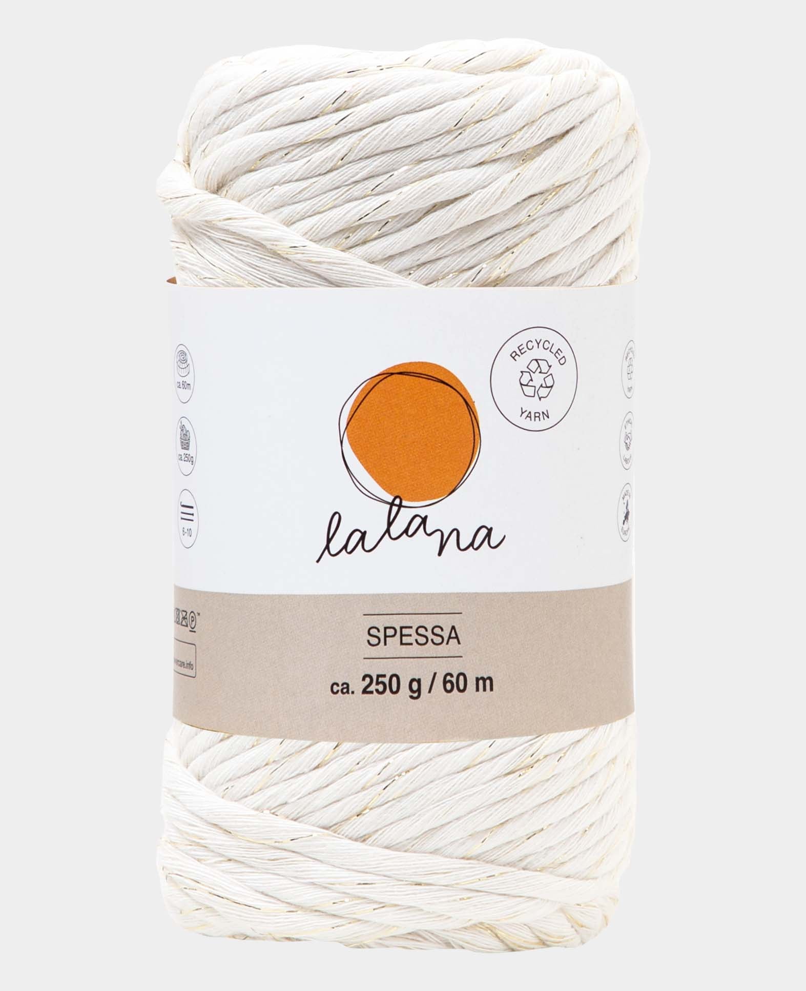 Spessa cream gold, Lalana Makrameegarn zum Häkeln, Stricken, Knüpfen & Makramee Projekte, Creme- & Goldfarbe, ca. 5 mm x 60 m, ca. 250 g