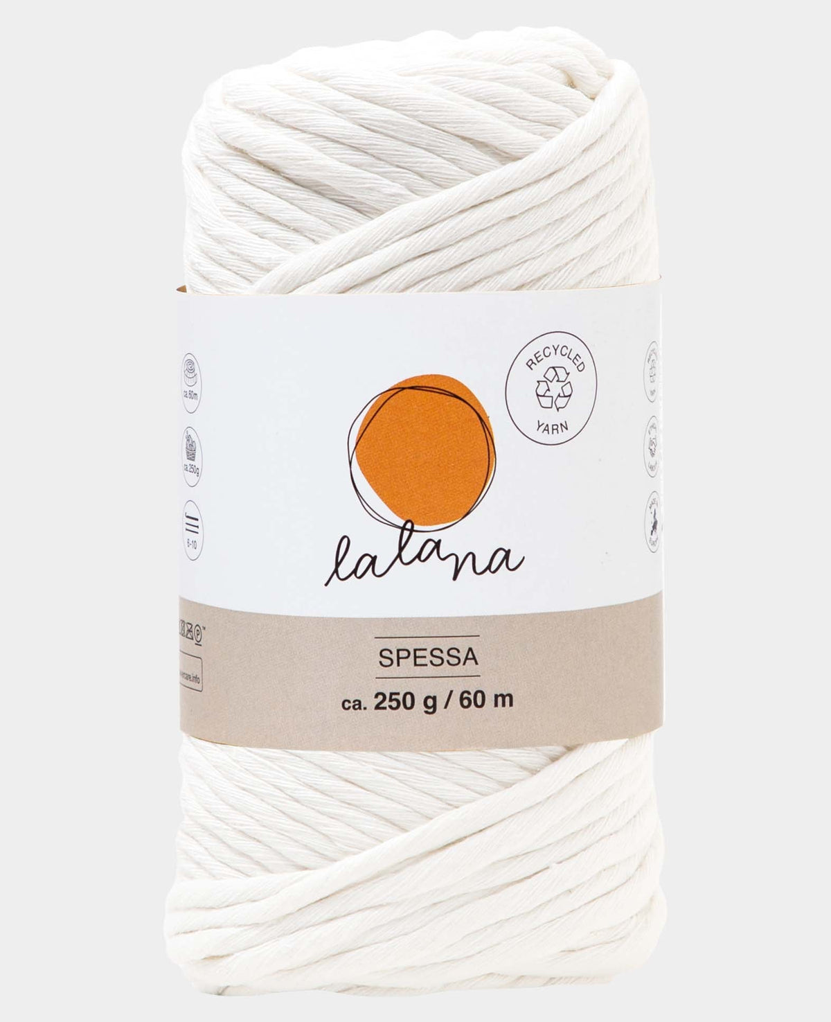 Spessa cream, Lalana Makrameegarn, Cremefarbe, ca. 5 mm x 60 m, ca. 250 g