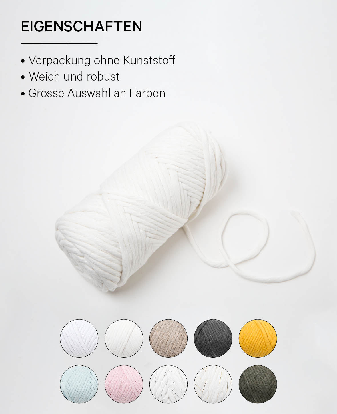 Spessa cream, Lalana Makrameegarn, Cremefarbe, ca. 5 mm x 60 m, ca. 250 g