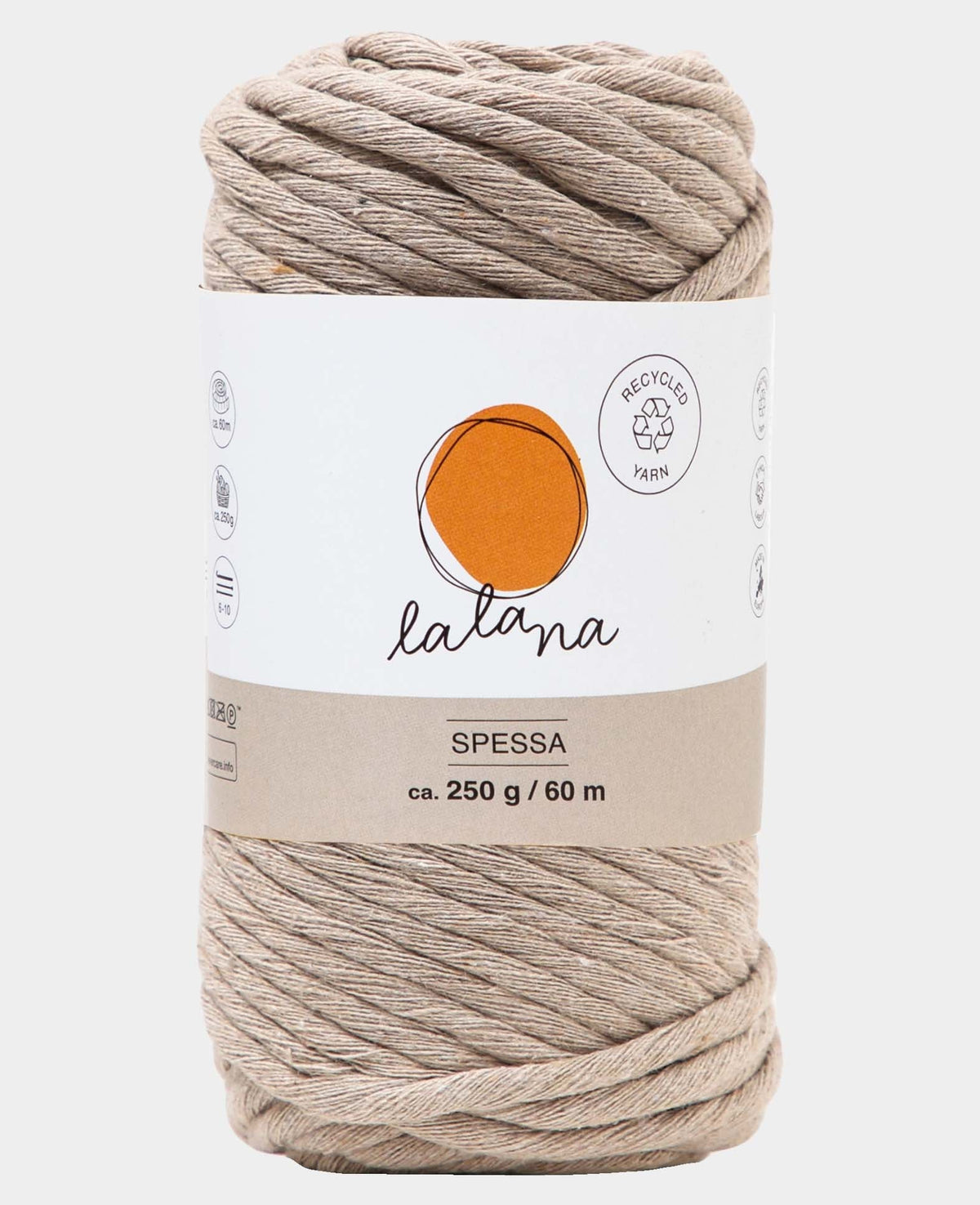 Spessa beige, Lalana Makrameegarn zum Häkeln, Stricken, Knüpfen & Makramee Projekte, Beige, ca. 5 mm x 60 m, ca. 250 g