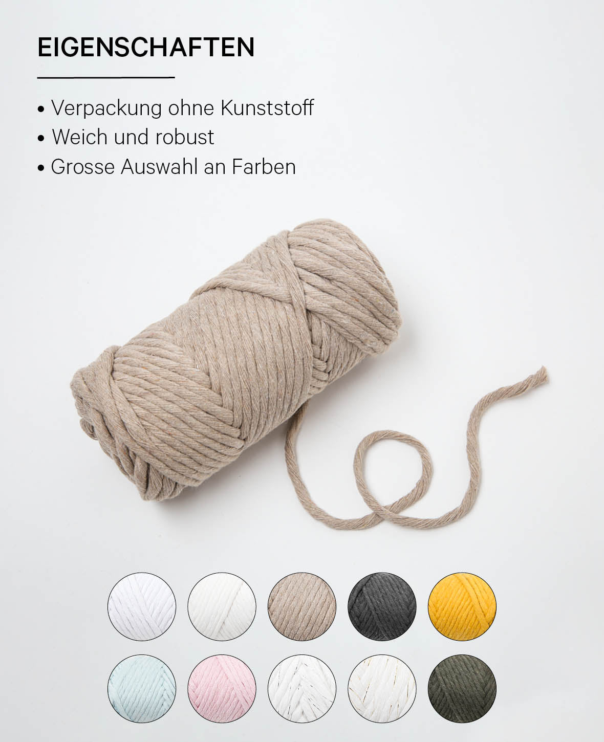 Spessa beige, Lalana Macrame Yarn for Crocheting, Knitting, Knotting & Macrame Projects, Beige, approx. 5 mm x 60 m, approx. 250 g