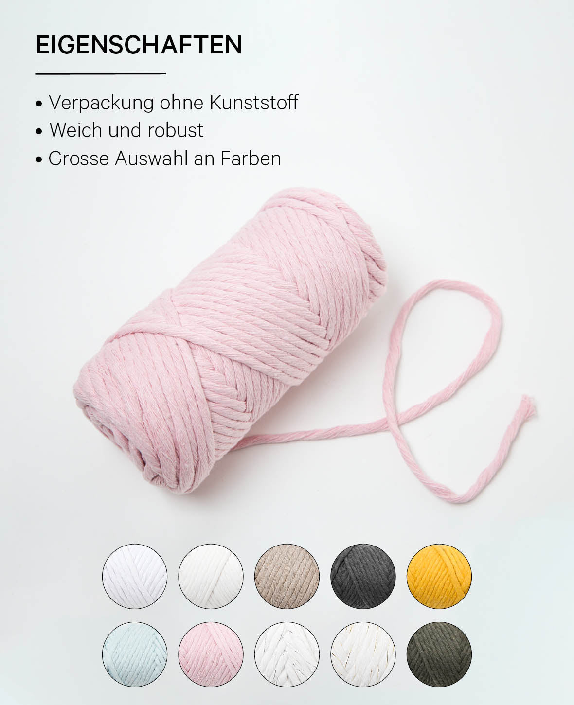 Spessa powder, Lalana Macrame Yarn for Crocheting, Knitting, Knotting & Macrame Projects, Pink, approx. 5 mm x 60 m, approx. 250 g
