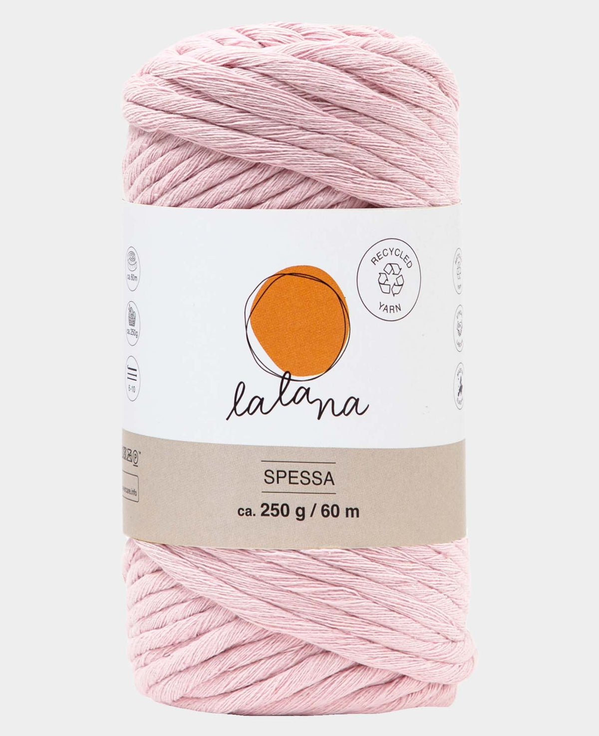 Spessa powder, Lalana Makrameegarn zum Häkeln, Stricken, Knüpfen & Makramee Projekte, Rosa, ca. 5 mm x 60 m, ca. 250 g