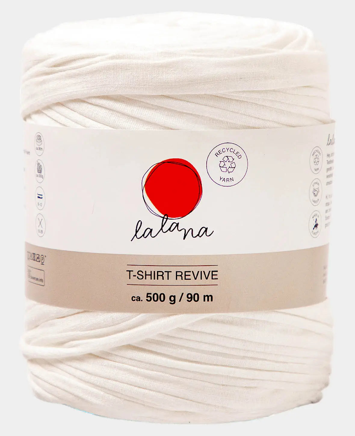 T-Shirt Revive cream shades, Lalana Textilgarn zum Häkeln, Stricken, Knüpfen & Makramee Projekte, Cremefarbe, ca. 5 mm x 90 m, ca. 500 g