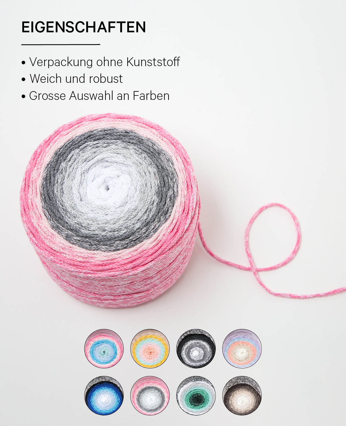 Vivace Riviera, Lalana Textilgarn zum Häkeln, Stricken, Knüpfen & Makramee Projekte, Bunt, ca. 2 mm x 210 m, ca. 250 g